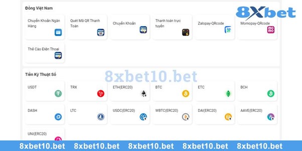 Hướng dẫn nạp tiền 8xbet theo từng phương thức